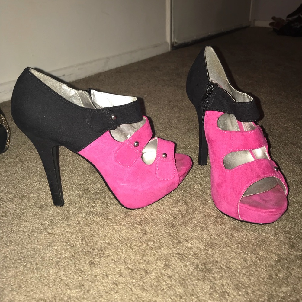 Hot pink and black heels